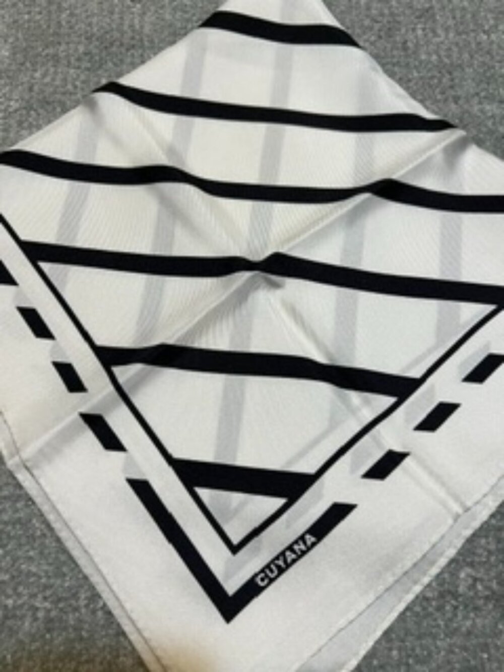 NWOT Cuyana Black & White Striped Washable 100% Silk 23" Square Scarf